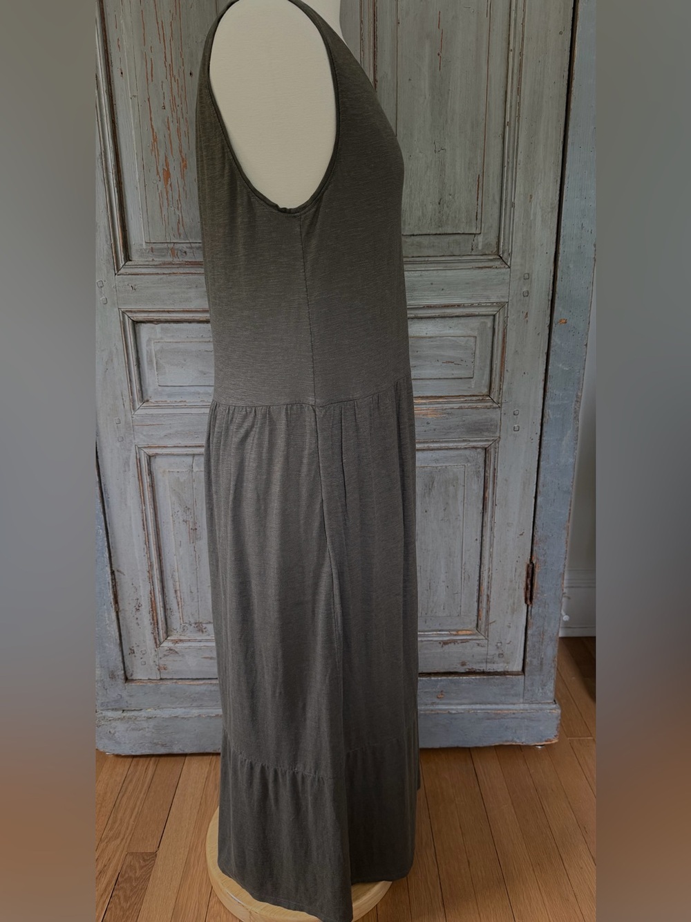 NWT Eileen Fisher Olive Green Sleeveless Maxi Dress medium - Picture 5 of 7